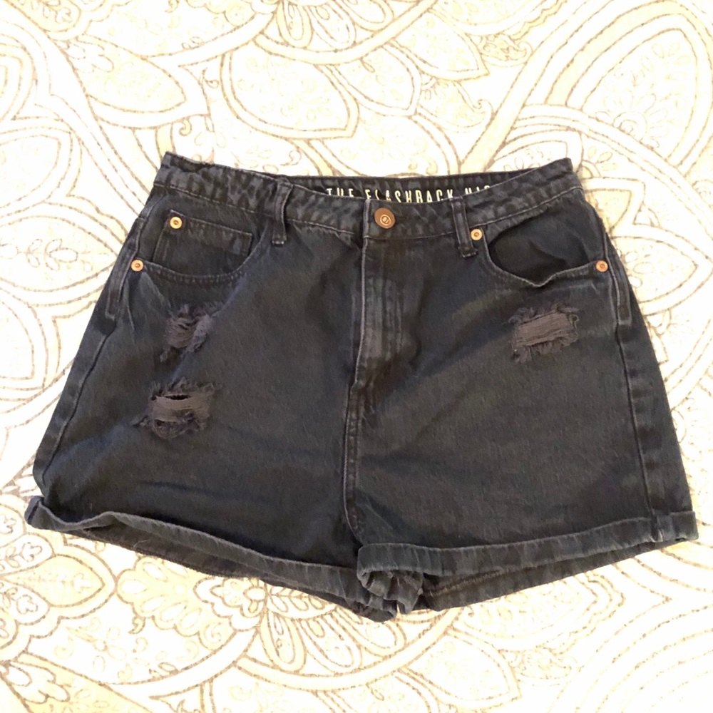 Flashback High Rise black denim shorts Pac Sun